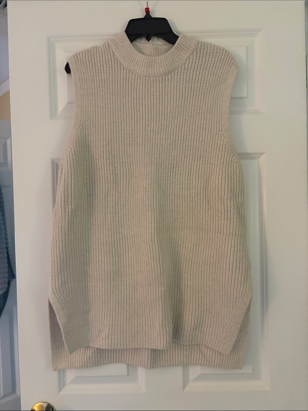H&M Sleeveless Cowl Mock Neck Knit Vest - Cream